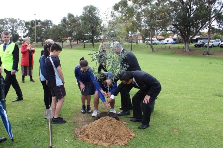 Primary students at the tree planting ceremony